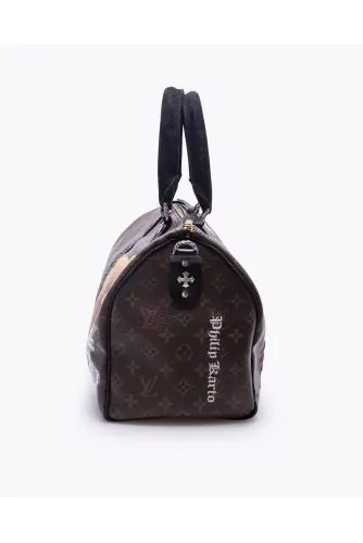 LV Speedy - Teddy - Customized bag with silver and python details 35 cm
