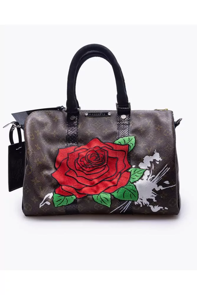 LV Speedy - La Rose - Customized bag with silver and python details 35 cm