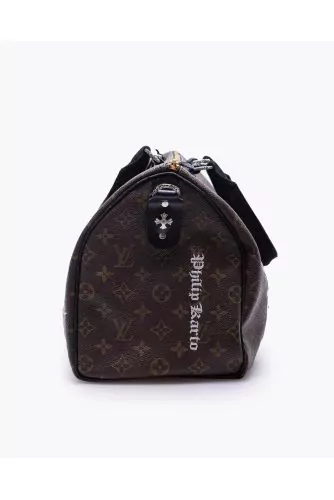 LV Speedy - La Rose - Customized bag with silver and python details 35 cm