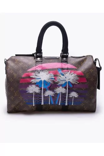 LV Speedy - Palmiers - Sac customizé avec détails en python 40 cm