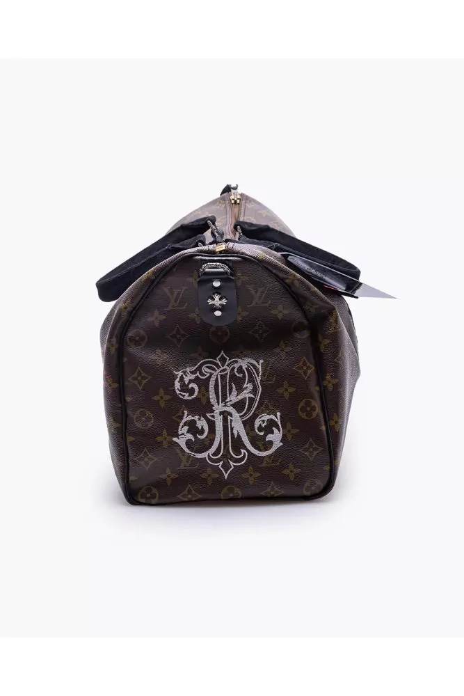 LV Speedy Stones of Philip Karto - Louis Vuitton customized bag with python  and silver details 45 cm for women