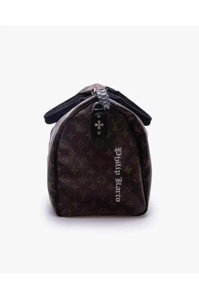 LV Speedy Stones of Philip Karto - Louis Vuitton customized bag with python  and silver details 45 cm for women