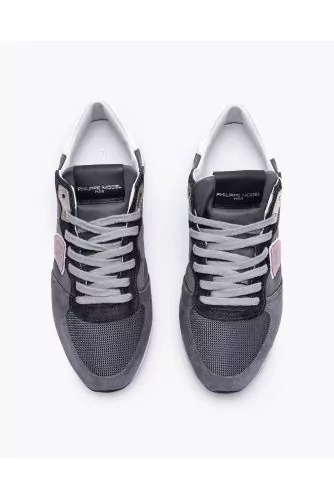 Tropez X - Split leather and textile sneakers with cut-outs and escutcheon 40