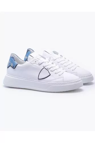 Temple - Leather and split leather sneakers with colored buttress