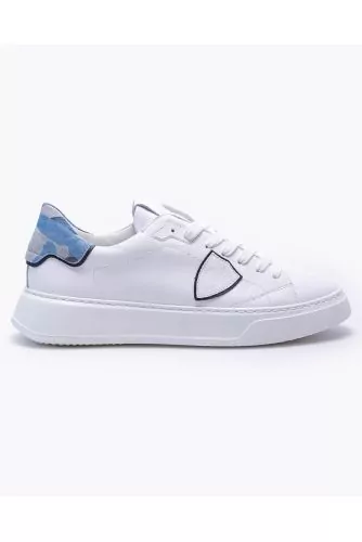 Temple - Leather and split leather sneakers with colored buttress