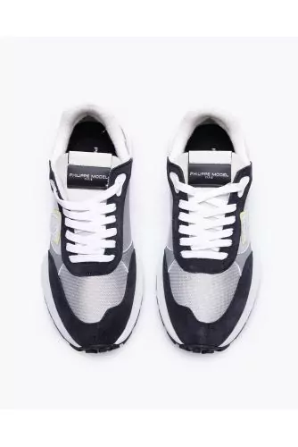 Antibes - Split leather and textile sneakers with cut-outs