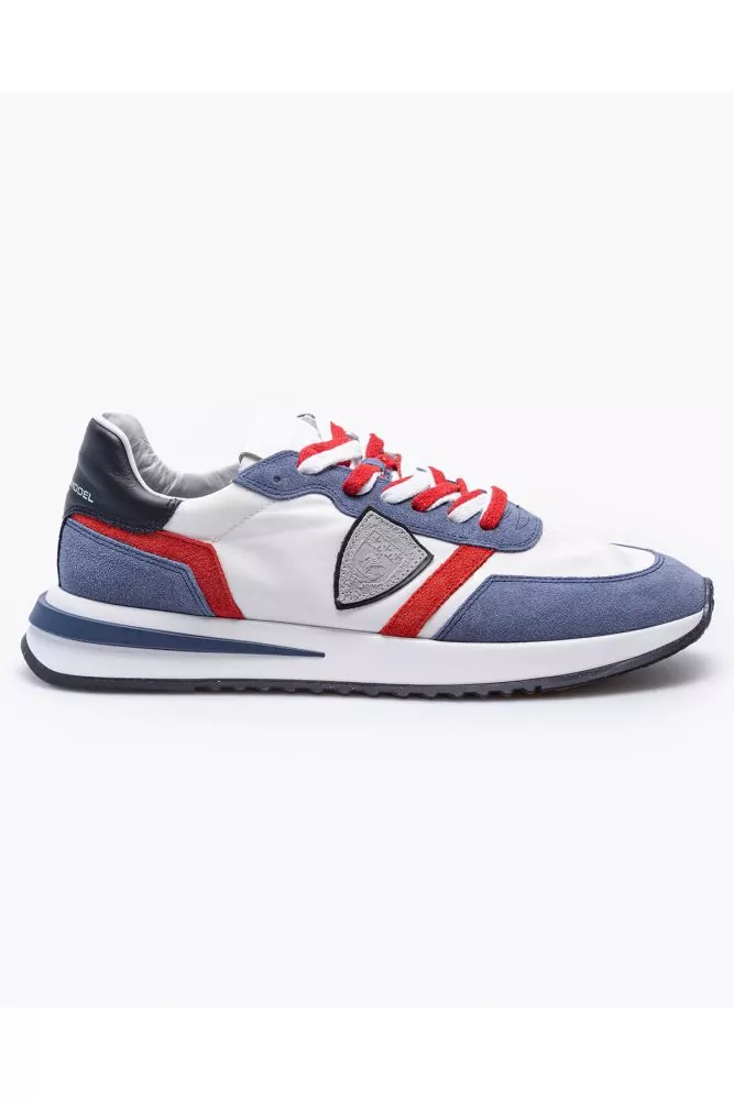Tropez 2.1 of Philippe - White, blue and red sneakers with and new outer sole for