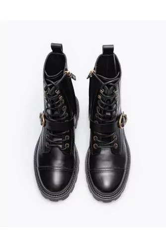 Leather low boots with toe-cap and decorative buckle 20