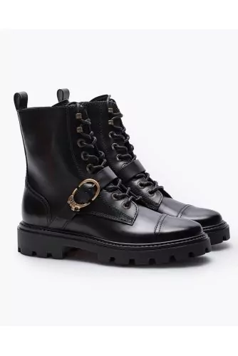 Leather low boots with toe-cap and decorative buckle 20