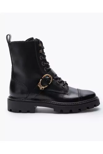 Leather low boots with toe-cap and decorative buckle 20