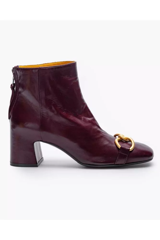 Bottines à talons en cuir nappa avec chaine à maillons 55