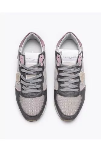 Tropez X - Split leather and textile sneakers with cut-outs and escutcheon 40