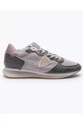 Tropez X - Split leather and textile sneakers with cut-outs and escutcheon 40