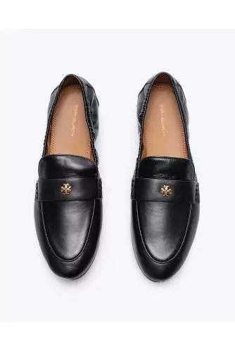 Ballet Loafer - Leather moccasins with penny strap decorated with logo