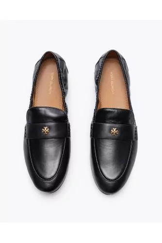 Ballet Loafer - Mocassins en cuiravec patte decorée d'un logo