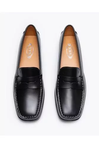 City Gommino - High glossy leather moccasins with decorative penny strap