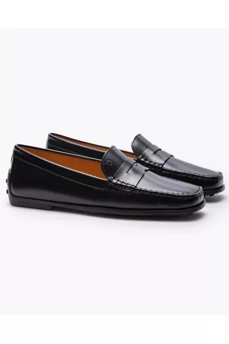 City Gommino - High glossy leather moccasins with decorative penny strap