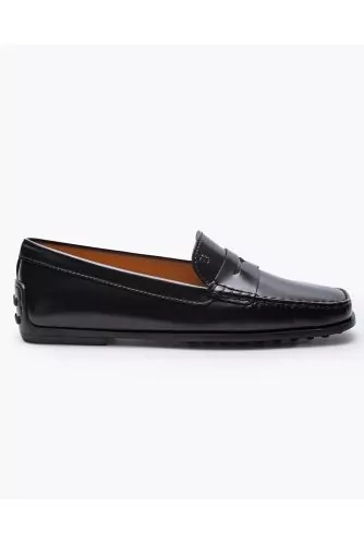 City Gommino - High glossy leather moccasins with decorative penny strap