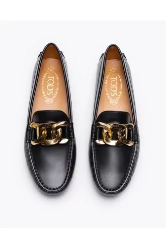 Gommino - Leather moccasins with decorative link chain