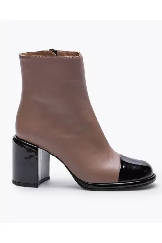 Bottines en cuir à bout rond en cuir vernis70