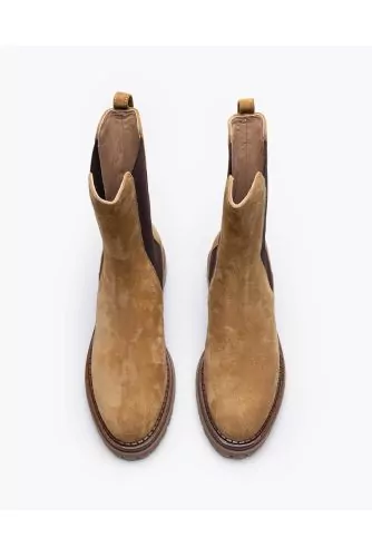 Split leather low boots with elastics 30
