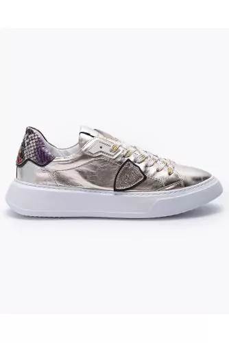 Temple - Leather sneakers with buttress decorated with python print 35