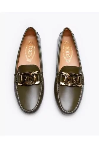 Gommino - Leather moccasins with decorative link chain