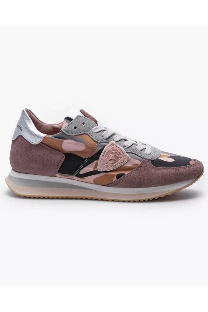 Tropez X - Split leather, tissue and leather sneakers with cut-outs and escutcheon 40