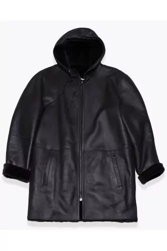 Manteau réversible en cuir avec fermeture éclair ML