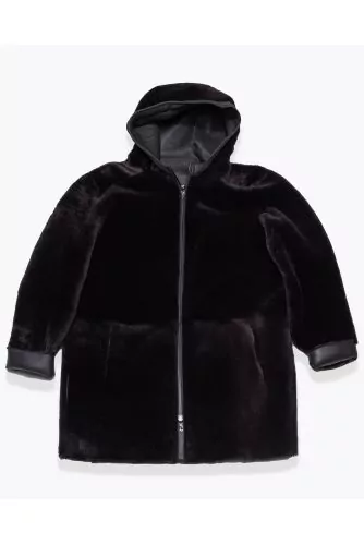 Manteau réversible en cuir avec fermeture éclair ML