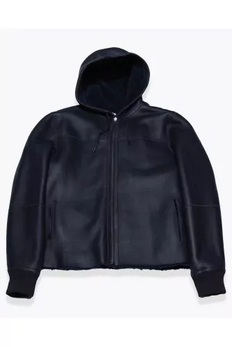 Manteau court réversible en cuir avec fermeture éclair ML