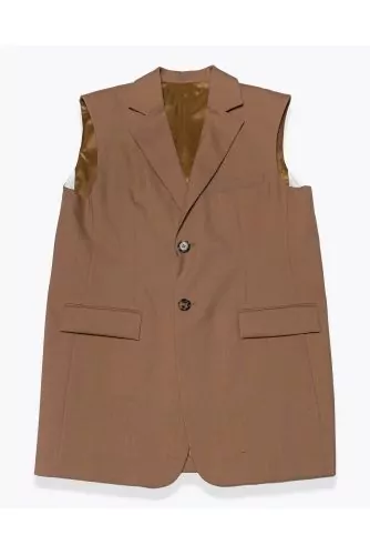 Réversible sleeveless wool suit jacket