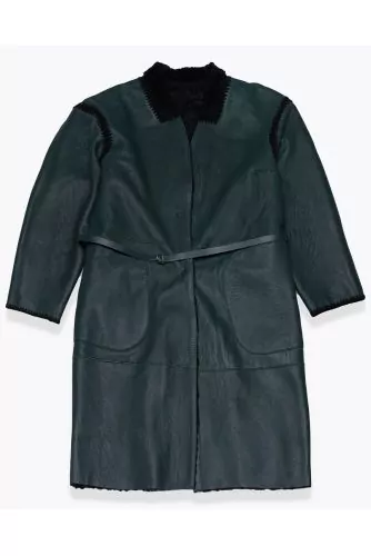 Reversible coat in fur and nappa leather