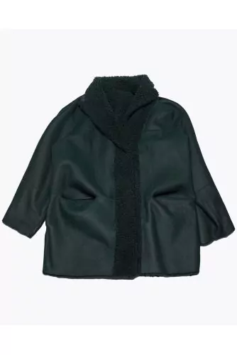 Manteau oversize réversible en fourrure et cuir ML