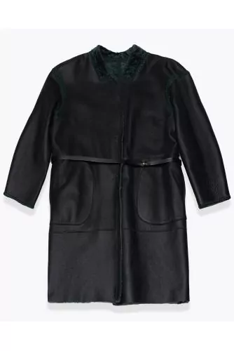 Reversible coat in fur and nappa leather LS