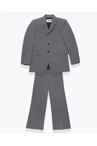 Oversize wool suit decorated with small rhinestones