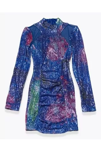 Sequin dress with space print