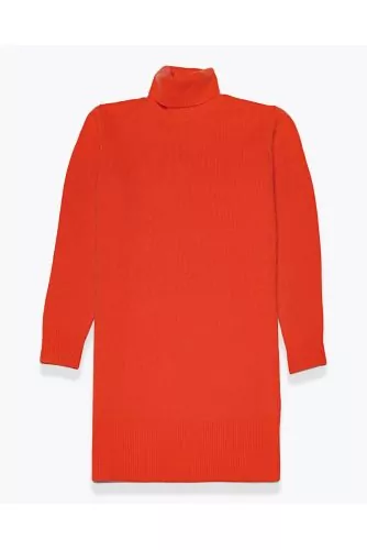 Cashmere mesh turtleneck dress