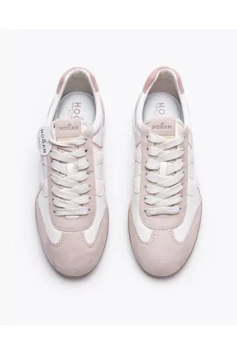 Olympia Z - Nappa leather and split leather sneakers with cut-outs and H log