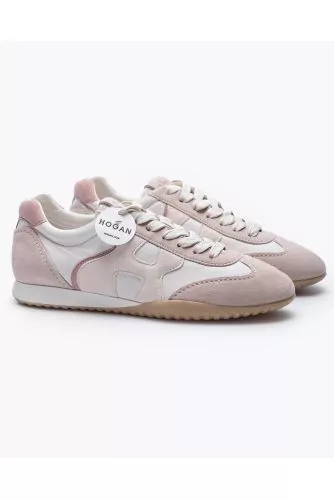 Olympia Z - Nappa leather and split leather sneakers with cut-outs and H log