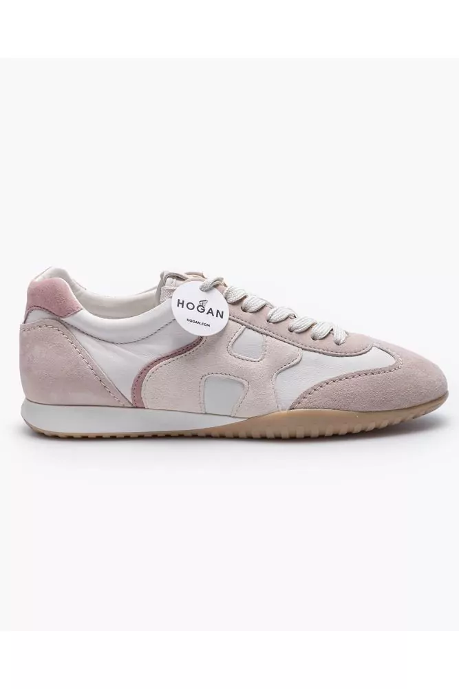 Olympia Z - Nappa leather and split leather sneakers with cut-outs and H log
