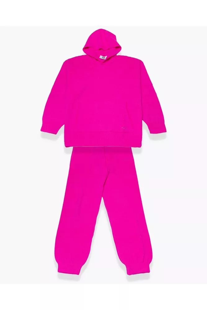 Ensembles et combinaisons Fille, Jogging Velours Avec Capuche Rose Fluo