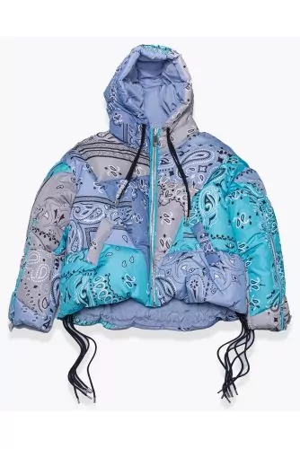 Doudoune oversize à capuche avec patchwork ML