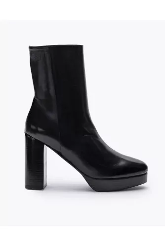 Bottines à talons en cuir avec fermeture éclair 100