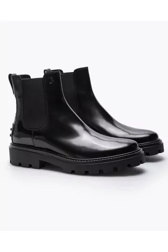 Chelsea - Glazed leather low boots with elastics 45