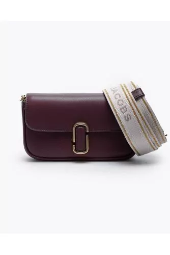 Calf leather mini bag with flap and shoulder strap