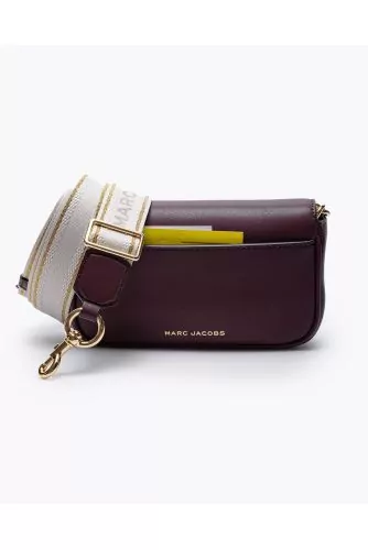 Calf leather mini bag with flap and shoulder strap