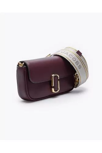 Calf leather mini bag with flap and shoulder strap