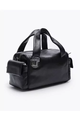Push Lock Redux - Nappa leather bag with pockets and shoulder strap