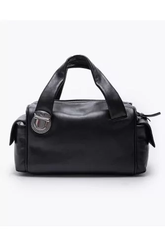 Push Lock Redux - Nappa leather bag with pockets and shoulder strap